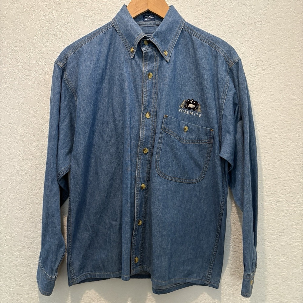 Vintage Denim Button Down YOSEMITE Womens Small Shirt Long Sleeve AllSport